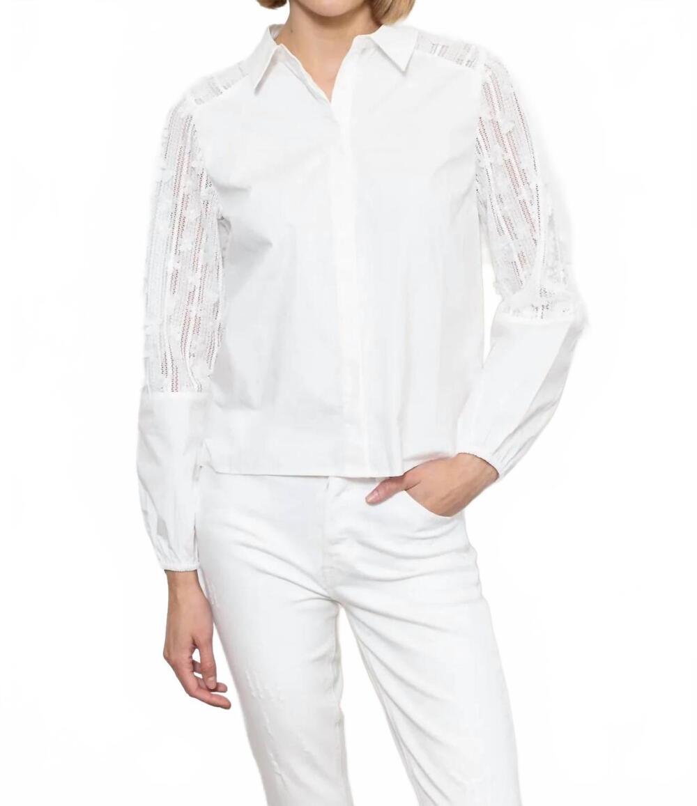NEW ZERO DEGREES CELSIUS mix woven 3d lace shirt in white